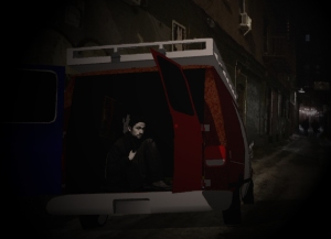 Van and alleyway with Joseph Gordon Levitt 2